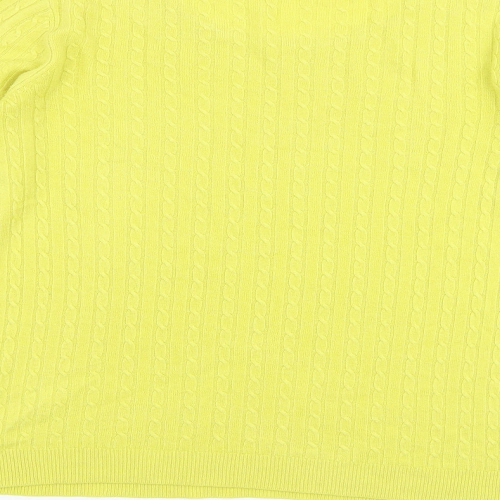 Bonmarché Womens Yellow Round Neck Acrylic Pullover Jumper Size 12