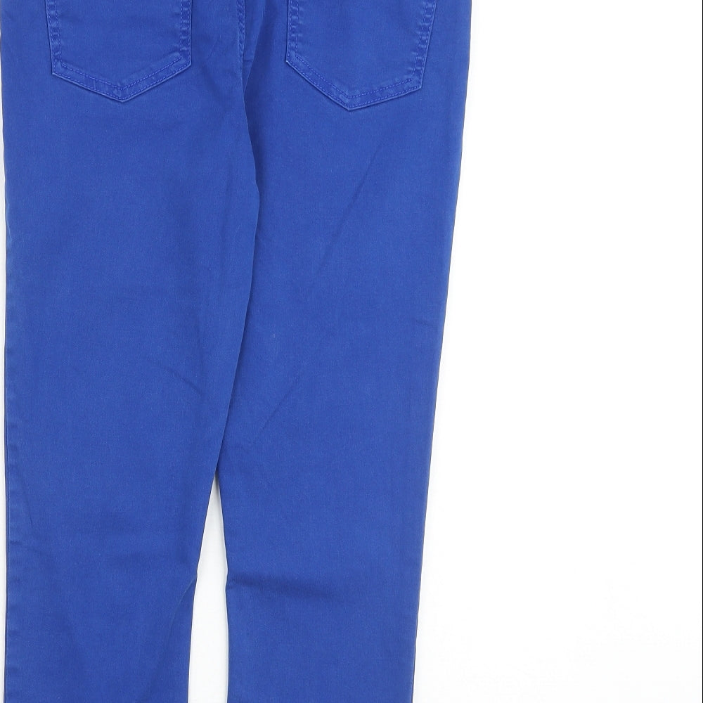 Marks & Spencer Womens Blue Cotton Tapered Jeans Size 30 in L21 in Regular Zip