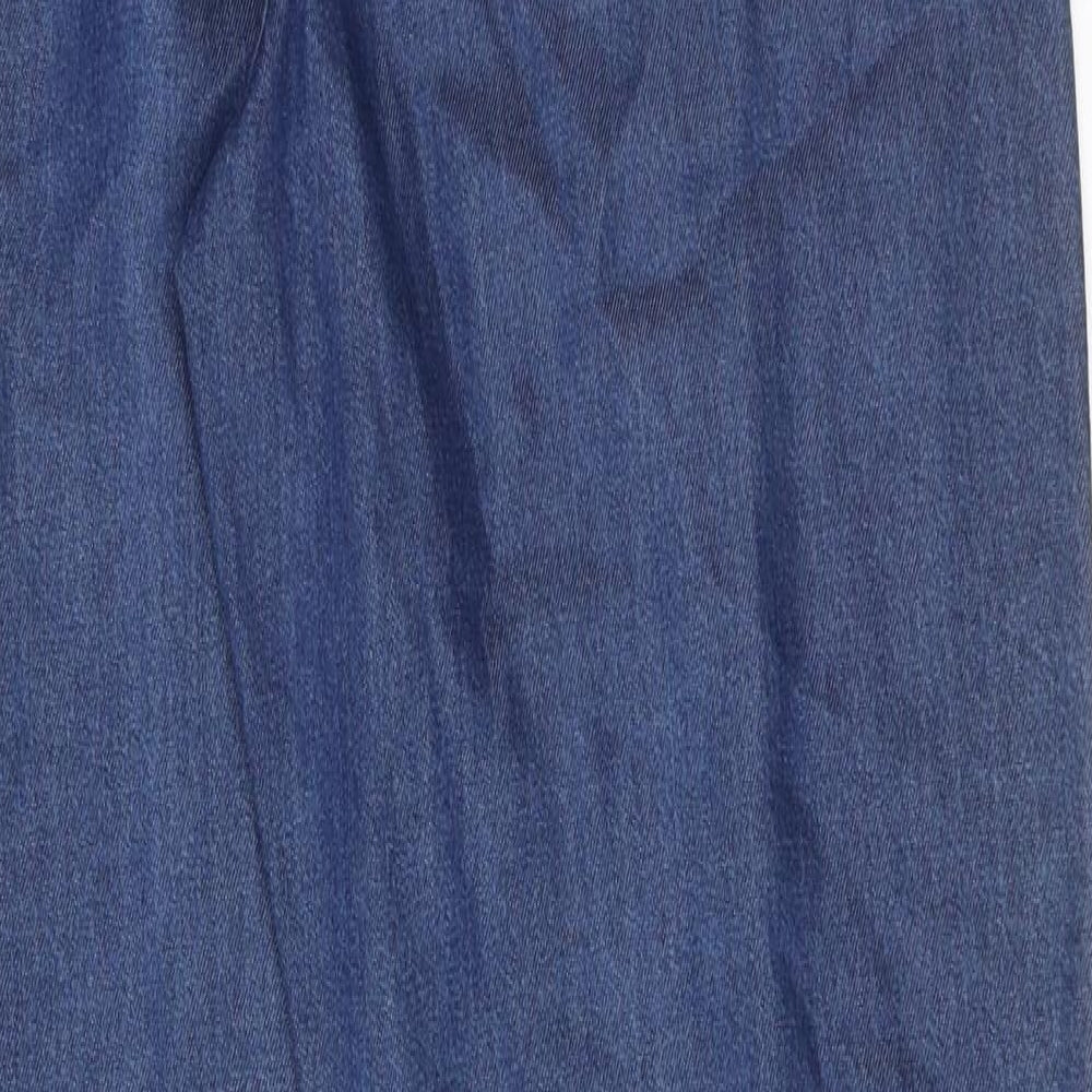 Aria Womens Blue Cotton Bootcut Jeans Size 14 L33 in Regular Zip
