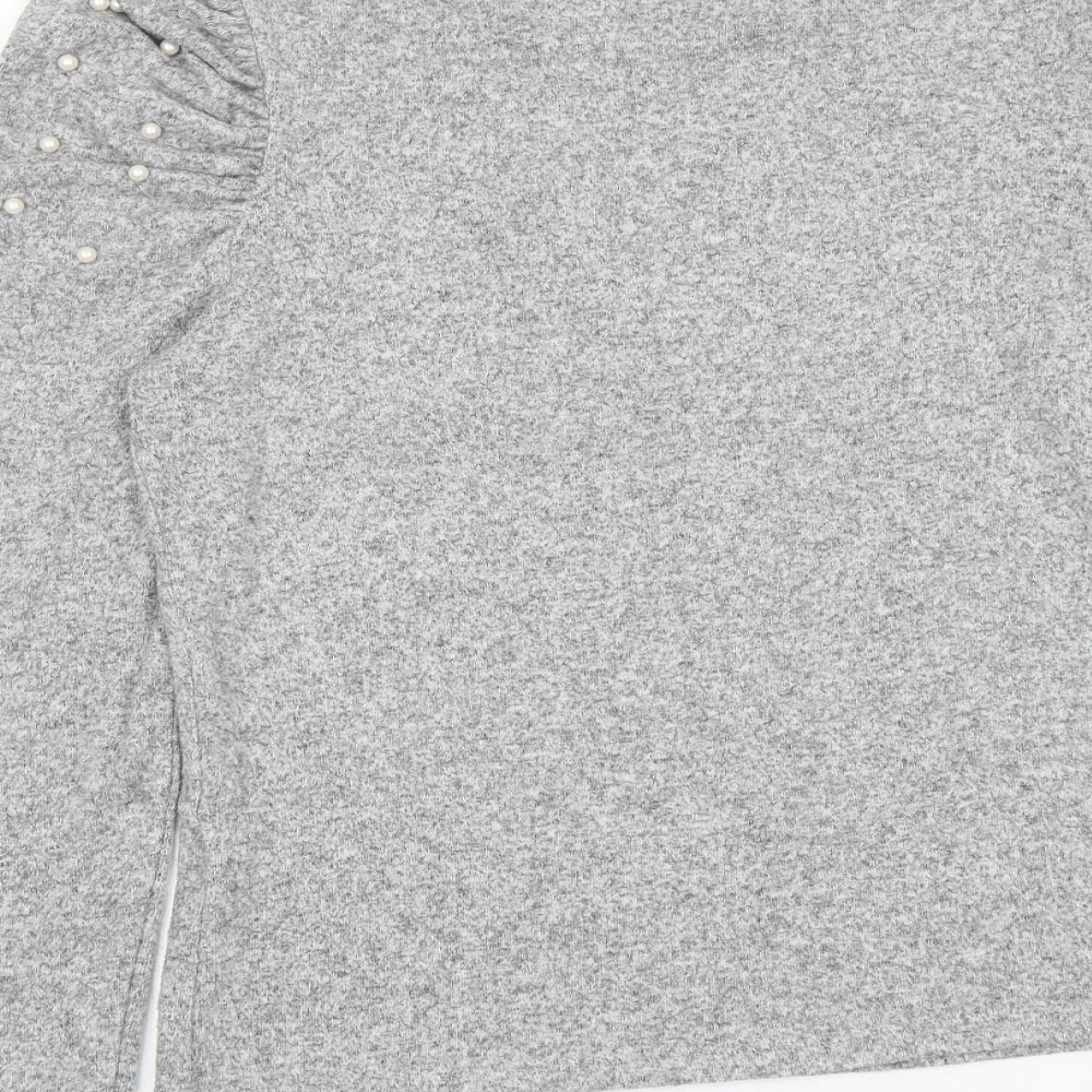 Zara Womens Grey Round Neck Polyester Pullover Jumper Size M