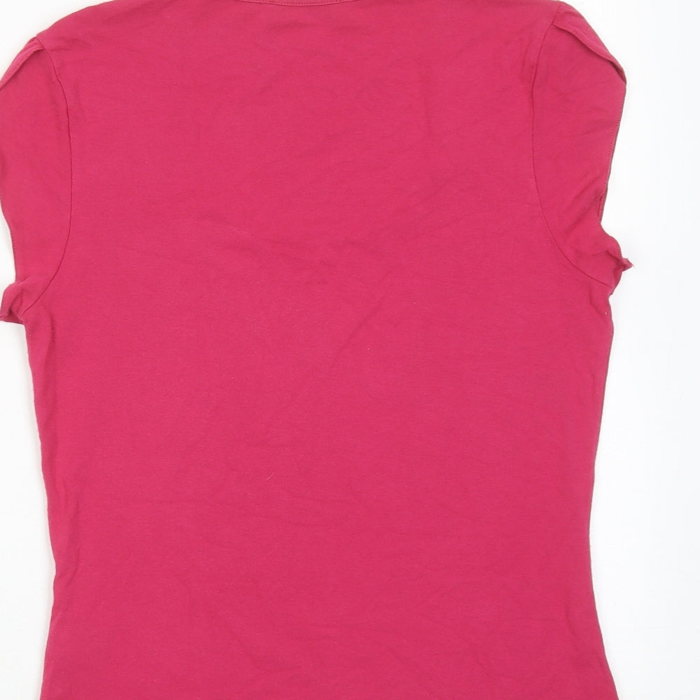 Precis Womens Pink Viscose Basic T-Shirt Size S Scoop Neck