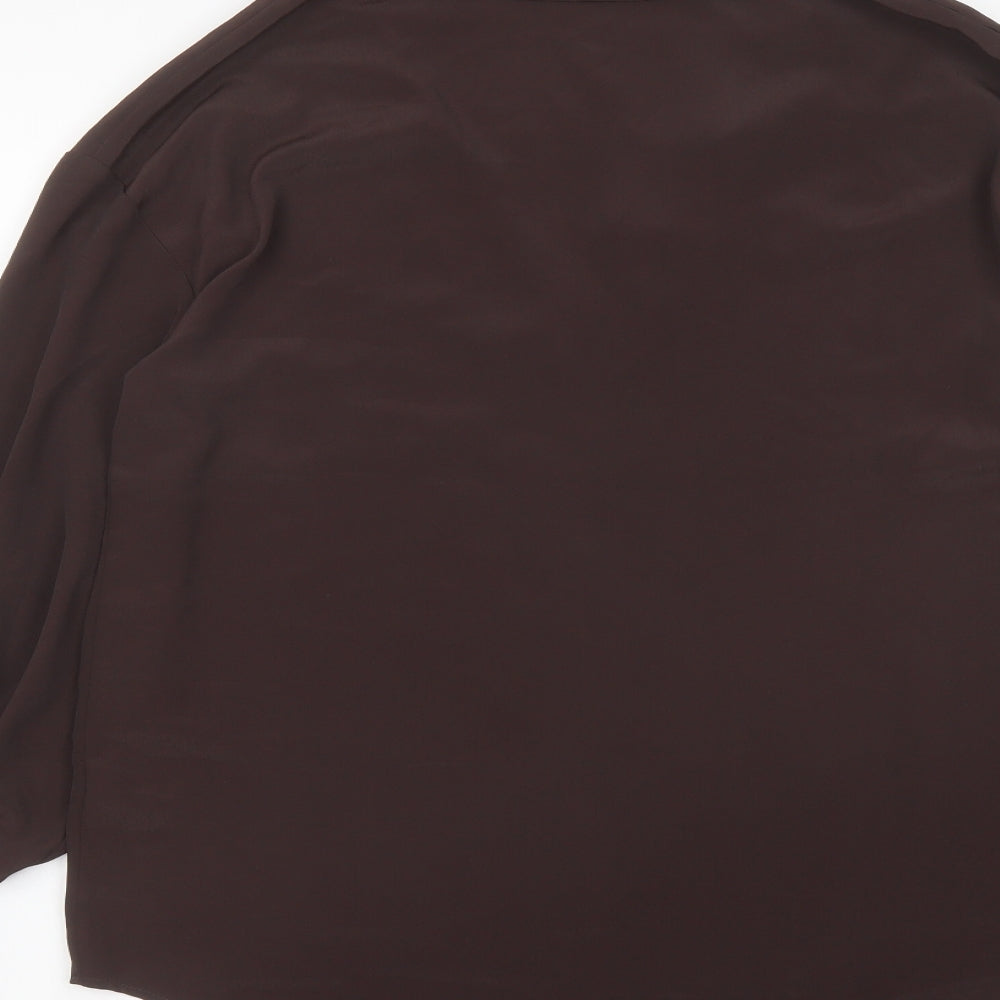 ASOS Womens Brown Polyester Basic Button-Up Size 8 Collared