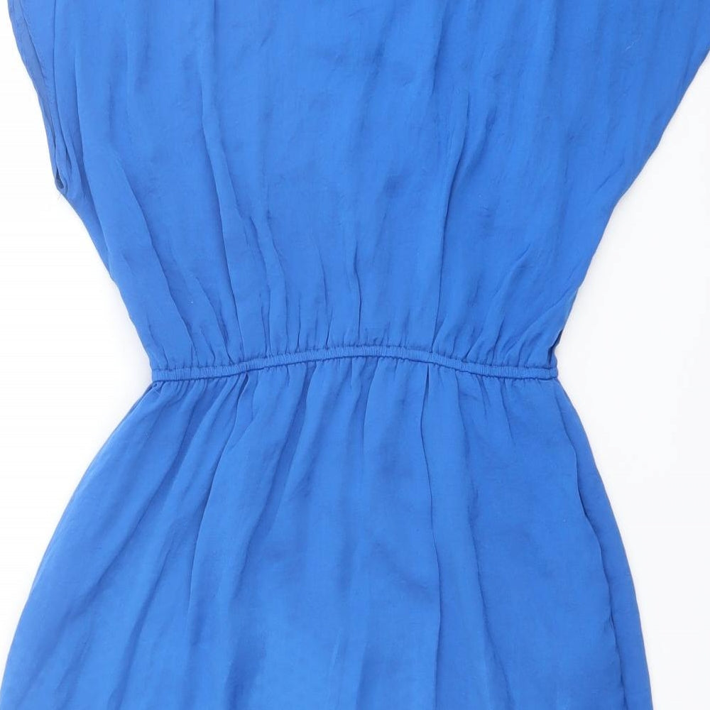 Zara Womens Blue Polyester Mini Size XS V-Neck Pullover