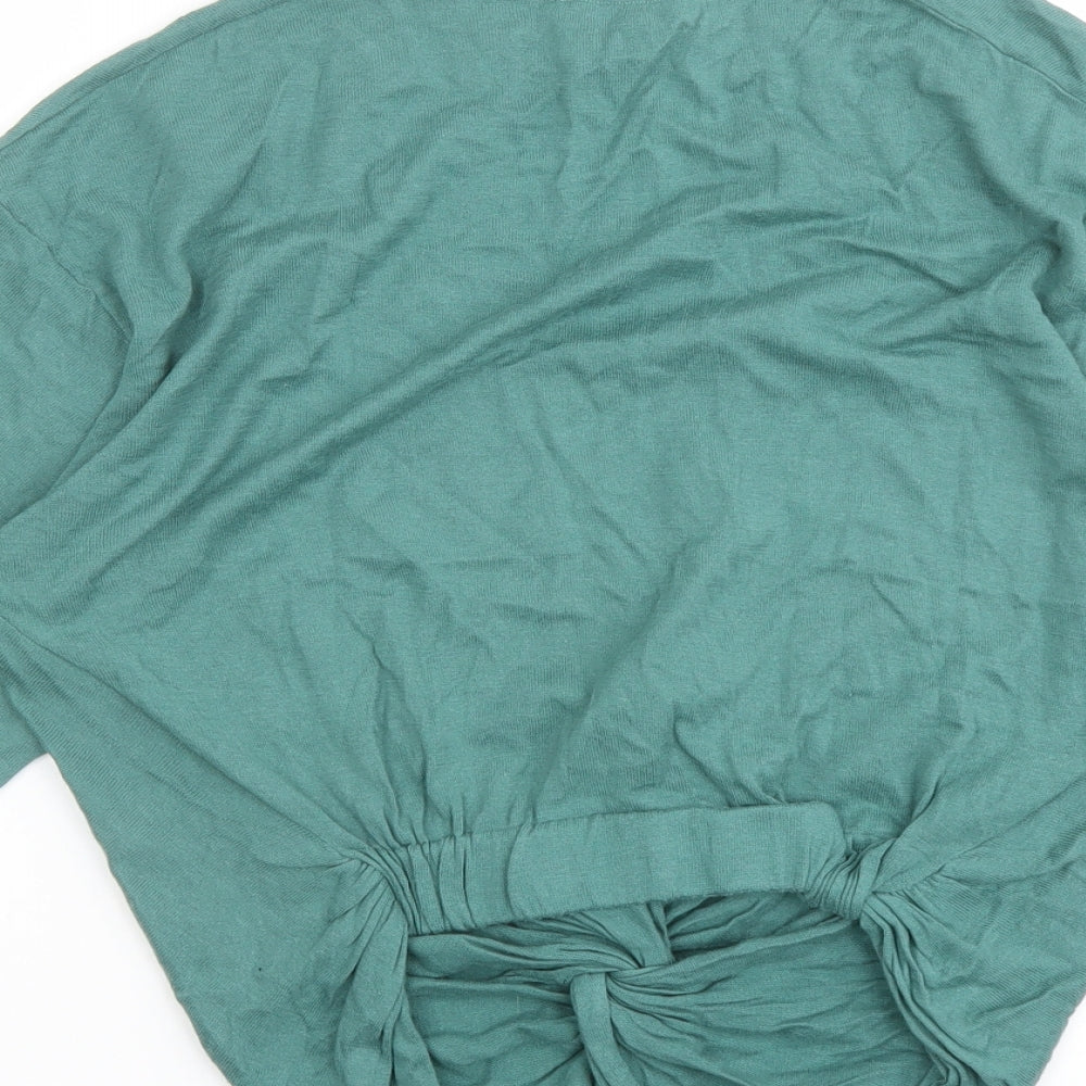 Zara Womens Green Round Neck Cotton Pullover Jumper Size S - Knot Front