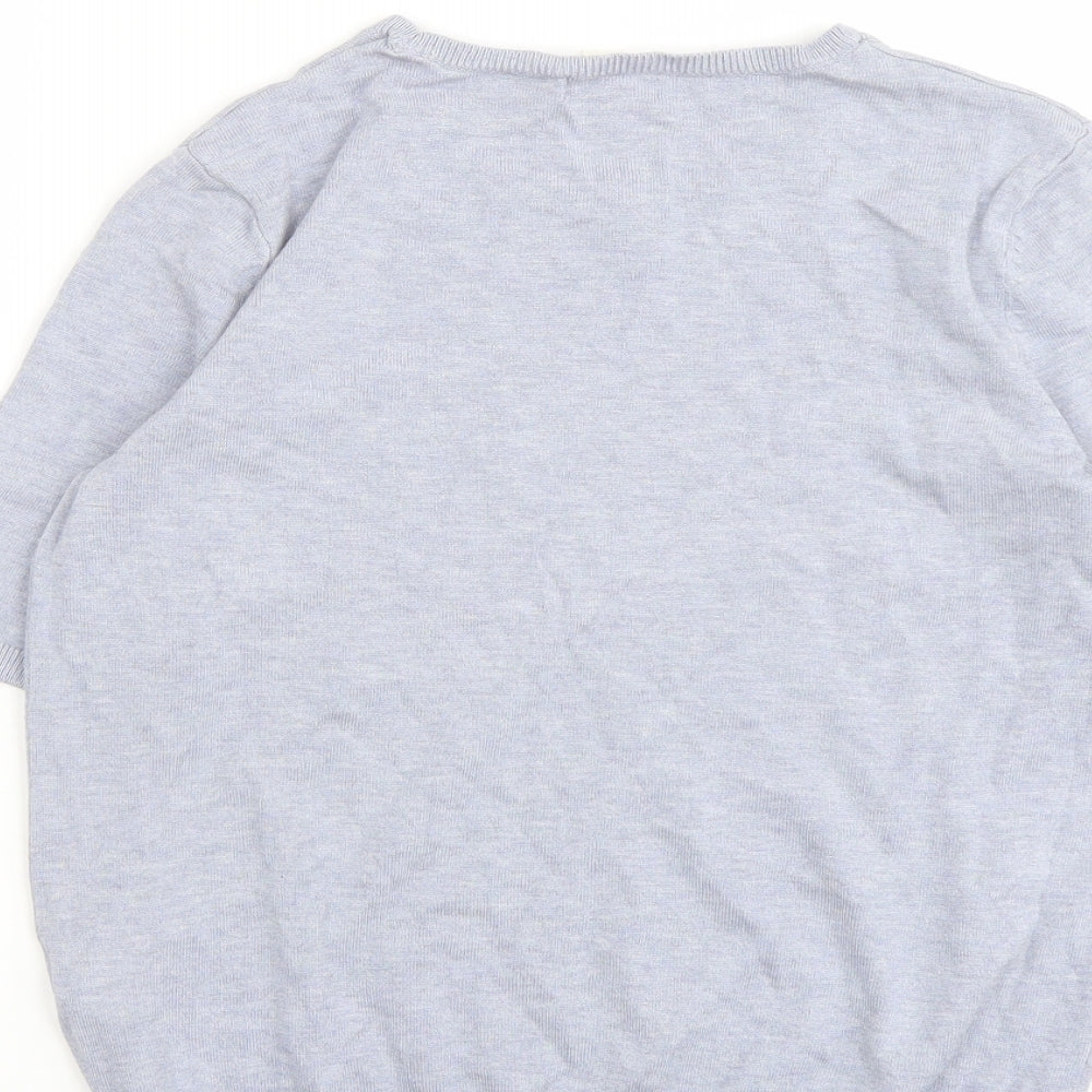 H&M Womens Blue Round Neck Viscose Pullover Jumper Size M