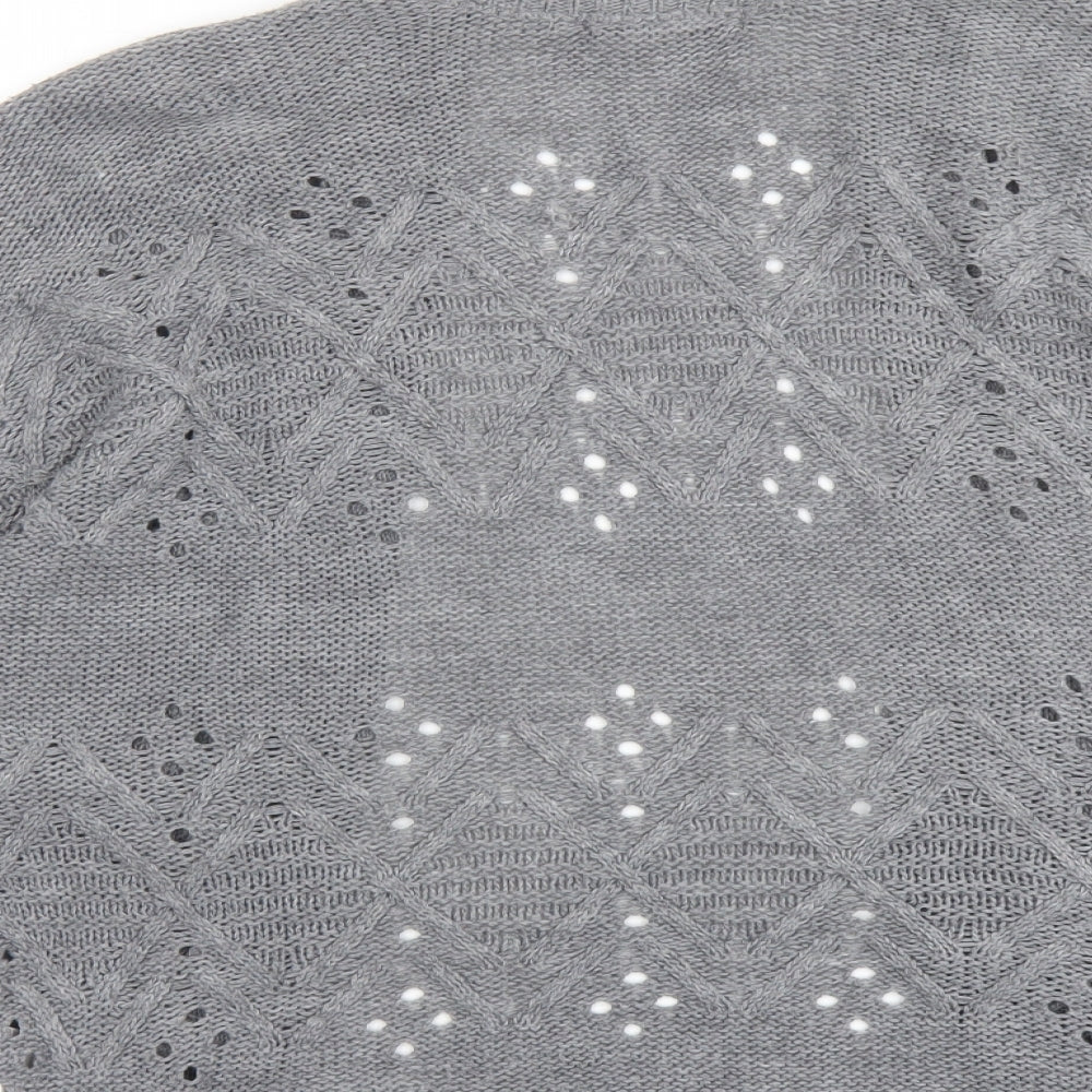 Oasis Womens Grey V-Neck Acrylic Cardigan Jumper Size XS