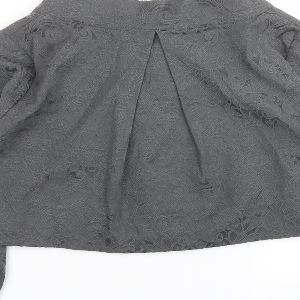 Lindy Bop Womens Grey Floral Jacket Size 8 Button