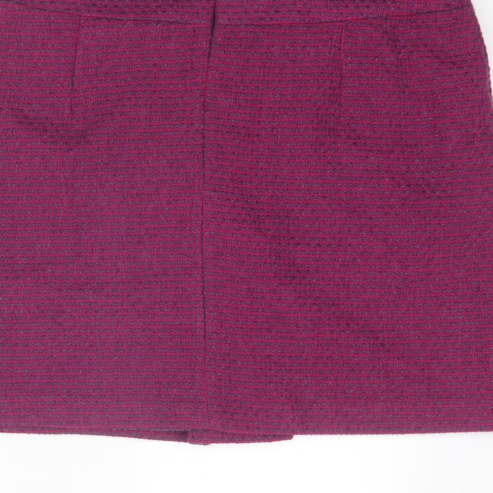 Marks & Spencer Womens Purple Geometric Polyester A-Line Skirt Size 14 Zip