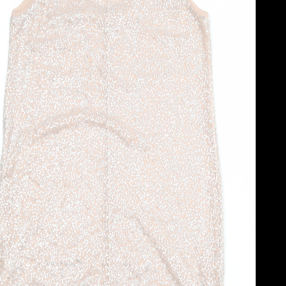 Zara Womens Pink Polyester Tank Dress Size M Round Neck Pullover