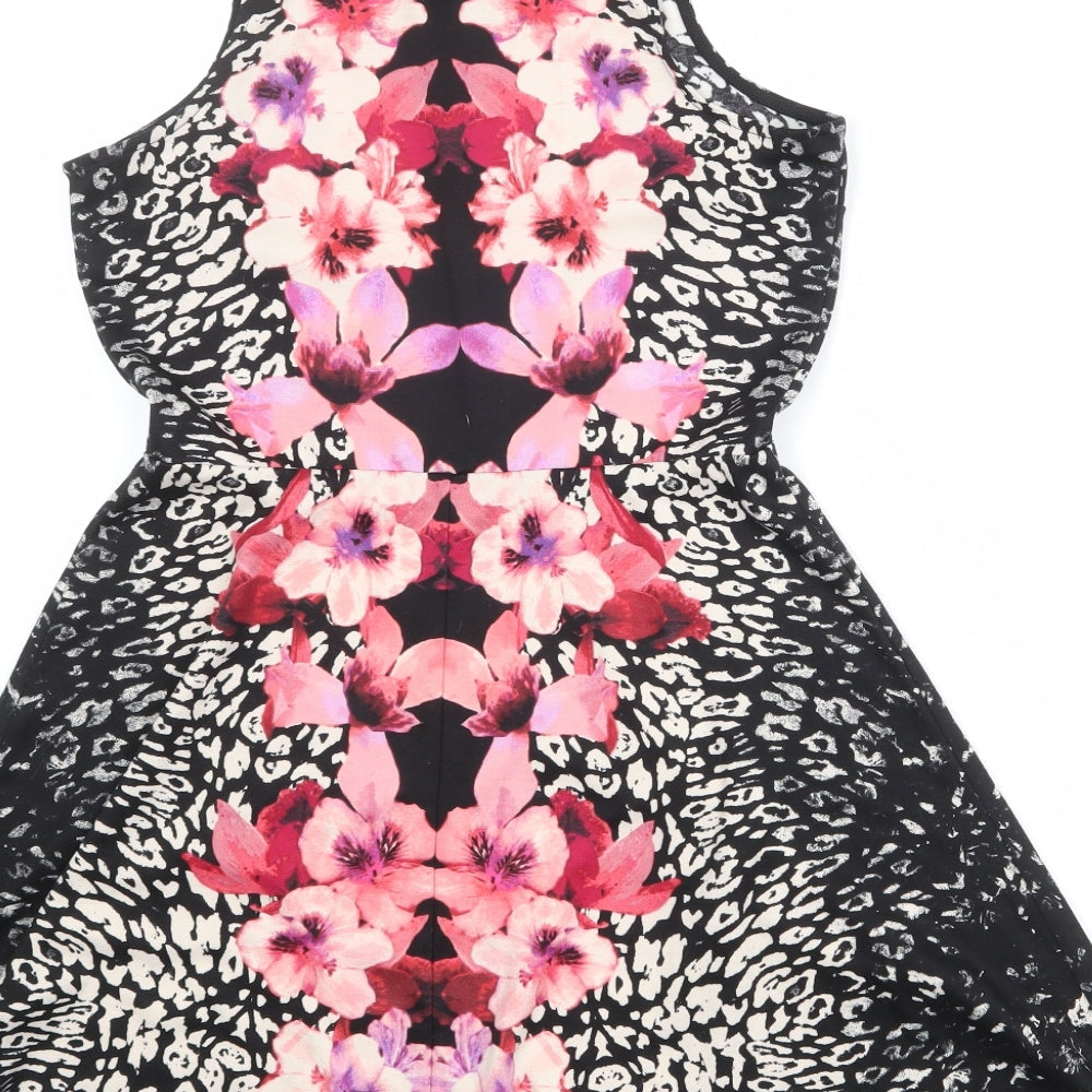 H&M Womens Multicoloured Floral Polyester Fit & Flare Size M Round Neck Pullover