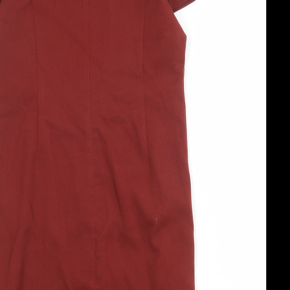 marks Womens Red Colourblock Polyester Sheath Size 14 Boat Neck Zip
