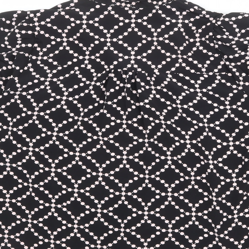 dusk Womens Black Geometric Polyester Basic Blouse Size 12 Collared