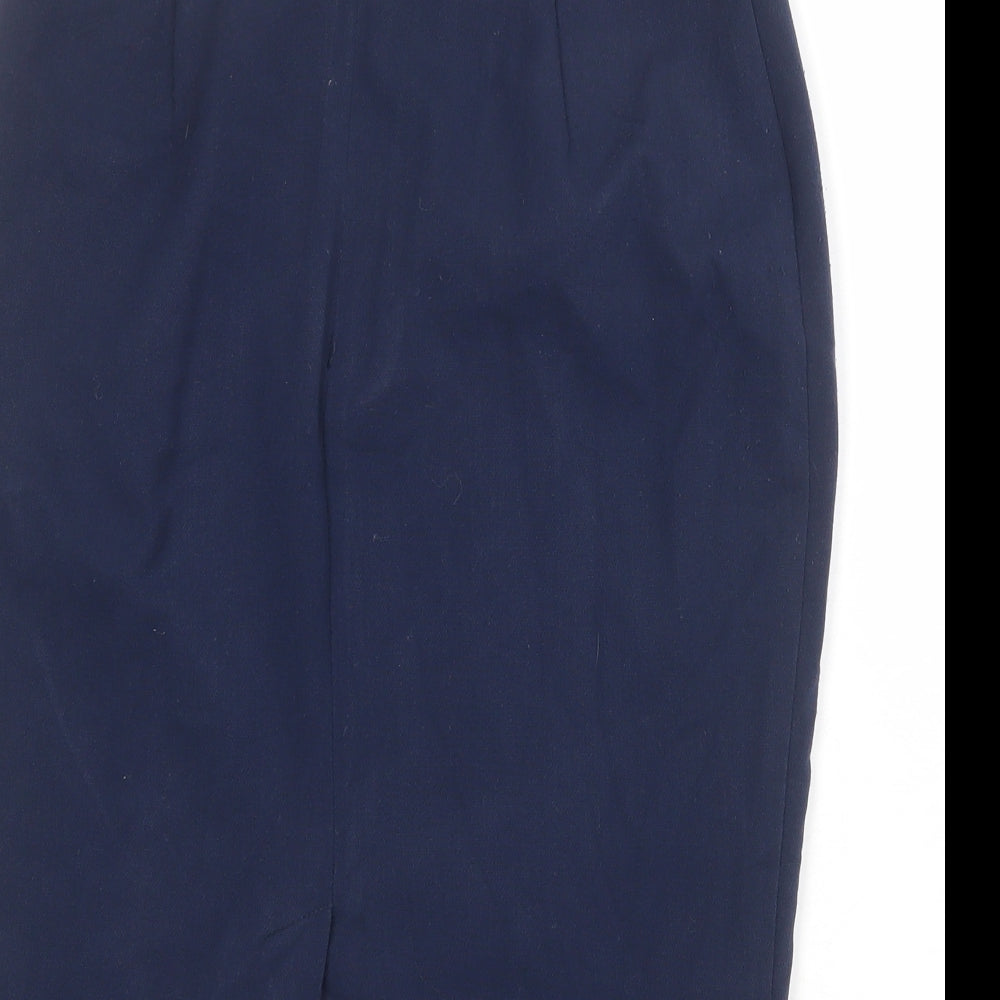 Marks & Spencer Womens Blue Polyester Straight & Pencil Skirt Size 10 Zip