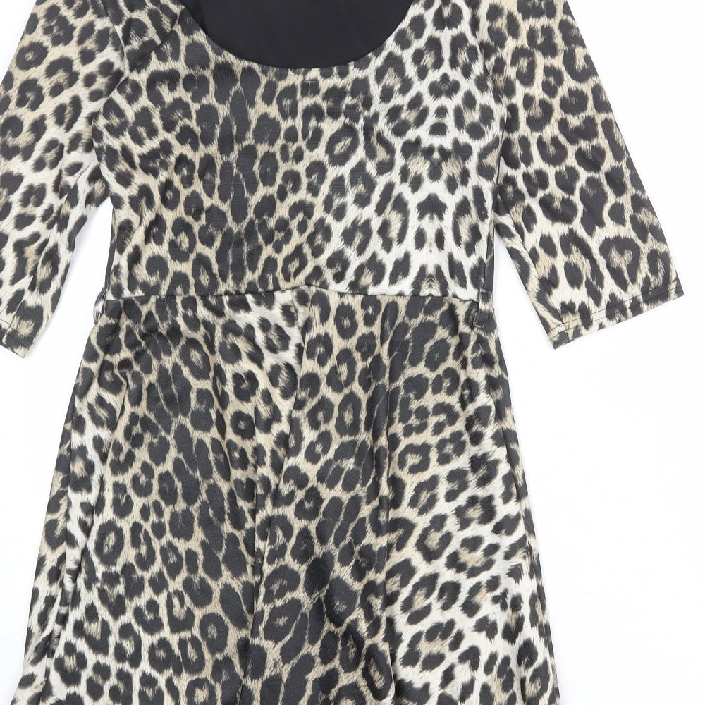 River Island Womens Multicoloured Animal Print Polyester A-Line Size 10 Round Neck Pullover - Leopard Print