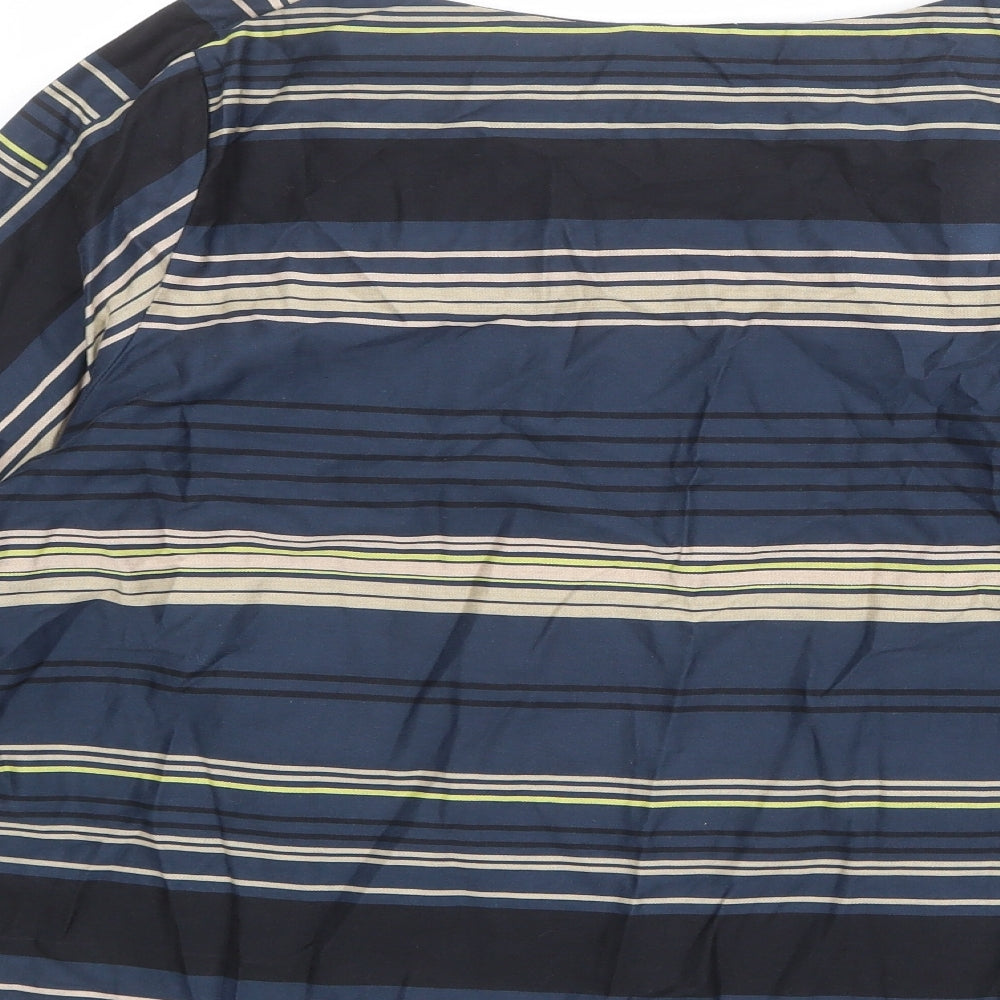 Monsoon Womens Multicoloured Striped 100% Cotton Basic Blouse Size 14 Boat Neck