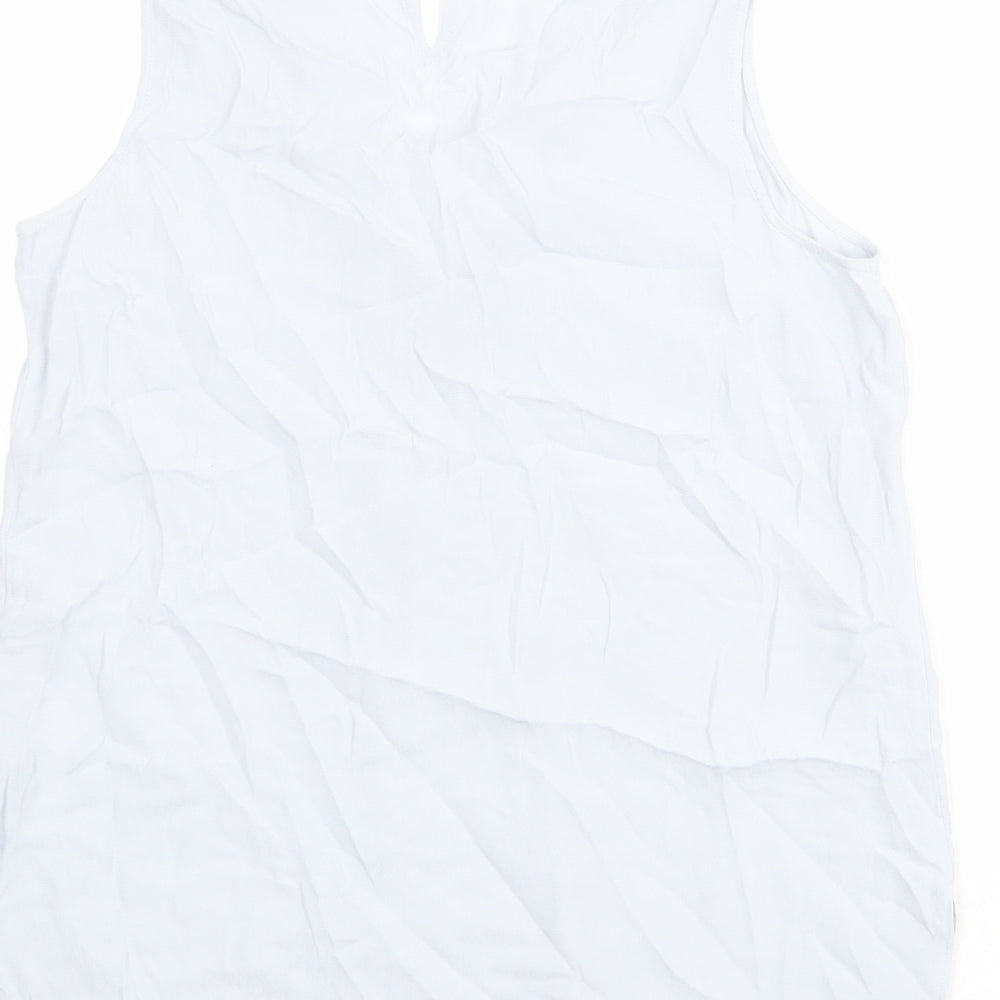 Monsoon Womens Blue Viscose Basic Tank Size 12 V-Neck - Twist Detail