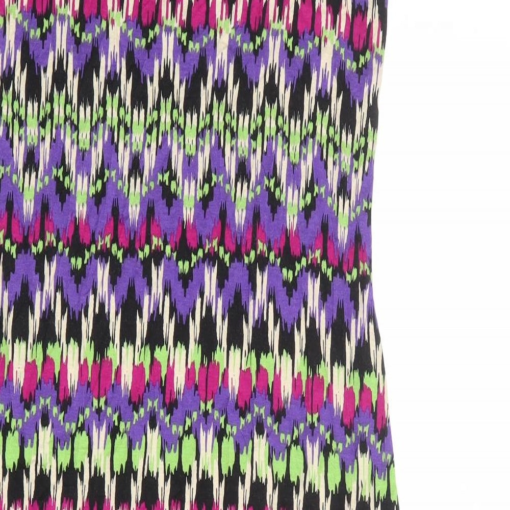 Wallis Womens Multicoloured Geometric Polyester T-Shirt Dress Size S Round Neck Pullover