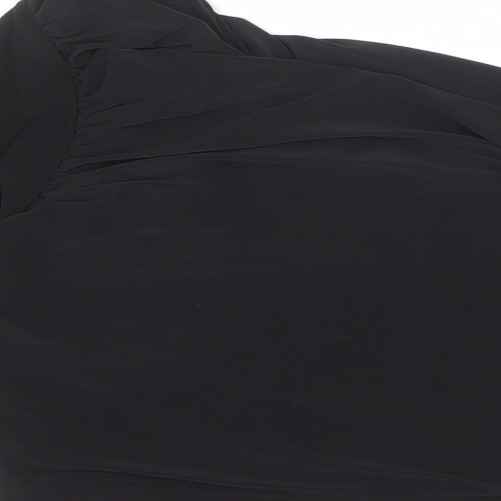 Missguided Womens Black Polyester Cropped Tank Size 12 One Shoulder
