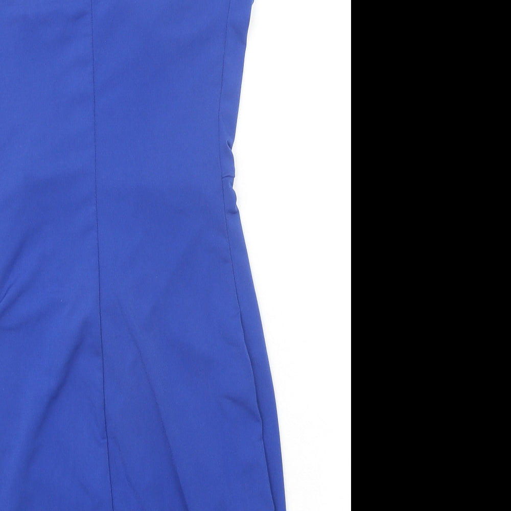 First Distraction Womens Blue Polyester Mini Size 6 V-Neck