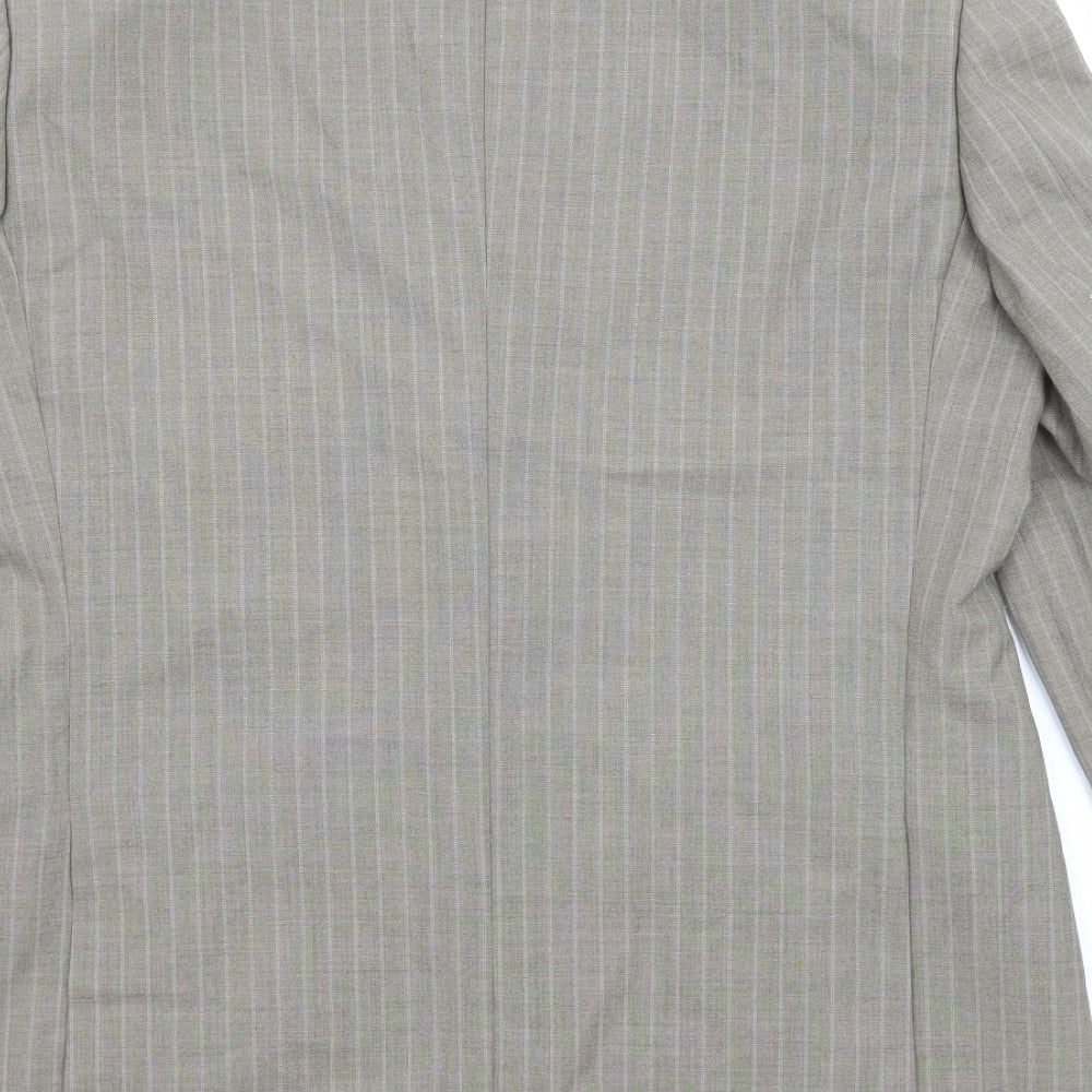 Brook Taverner Mens Beige Striped Polyester Jacket Suit Jacket Size 38 Regular