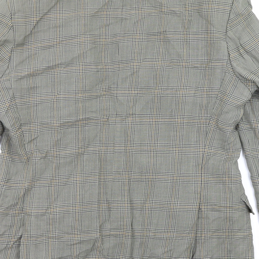 Marks & Spencer Mens Grey Plaid Wool Jacket Suit Jacket Size 40 Regular
