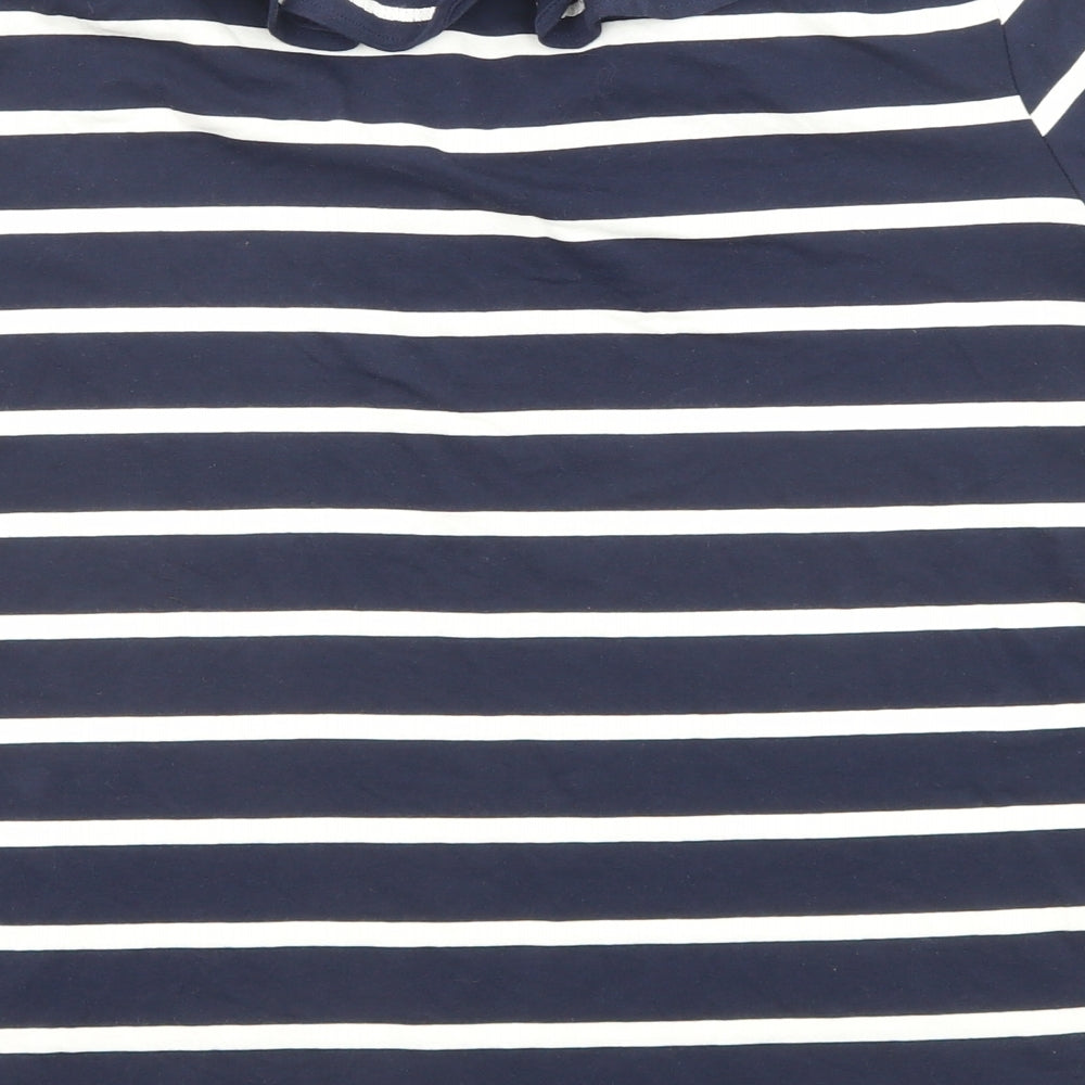 Marbel Womens Blue Striped Cotton Basic T-Shirt Size 16 Collared