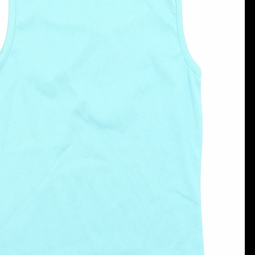 Emreco Womens Blue Cotton Basic Tank Size 12 Scoop Neck