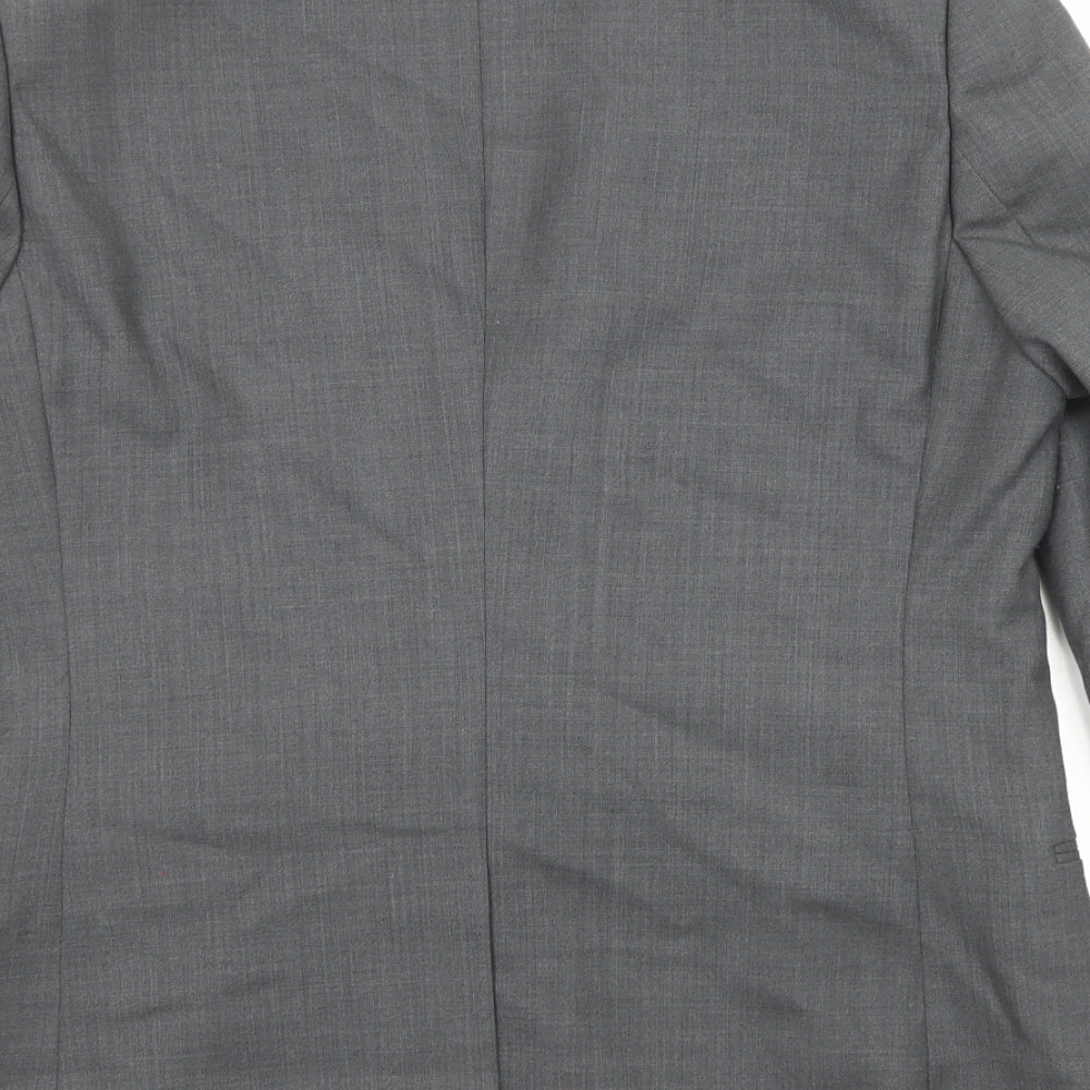 Topman Mens Grey Wool Tuxedo Suit Jacket Size 42 Regular