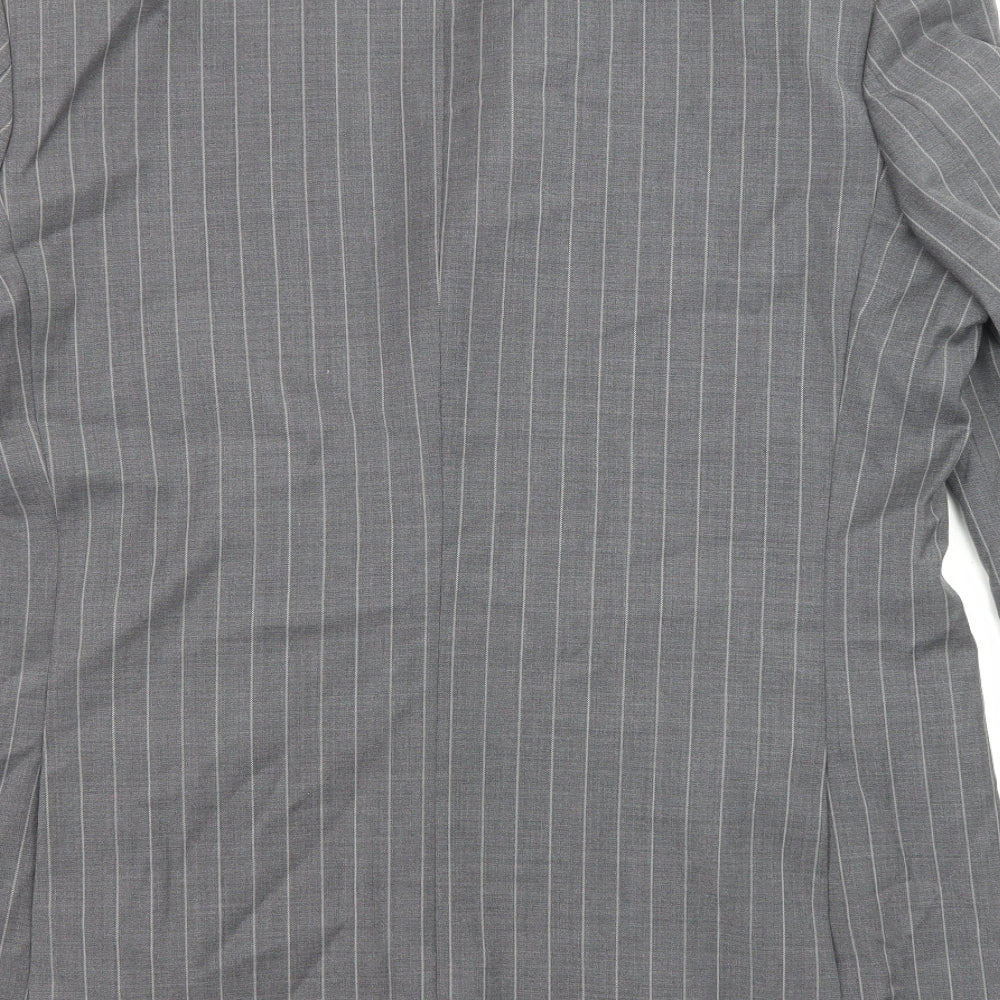 City Survival Mens Grey Striped Polyester Jacket Suit Jacket Size 44 Regular