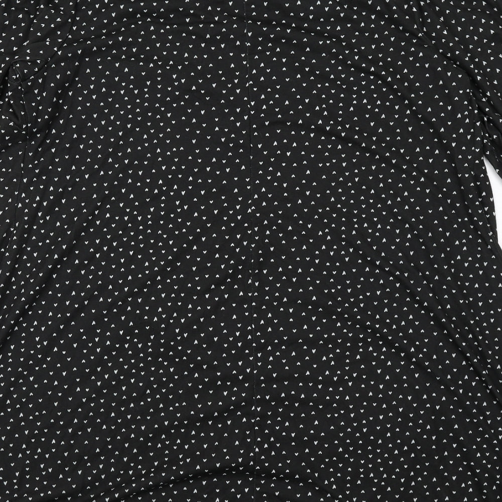 Capsule Womens Black Geometric Polyester A-Line Size 16 Collared Pullover - Heart Print