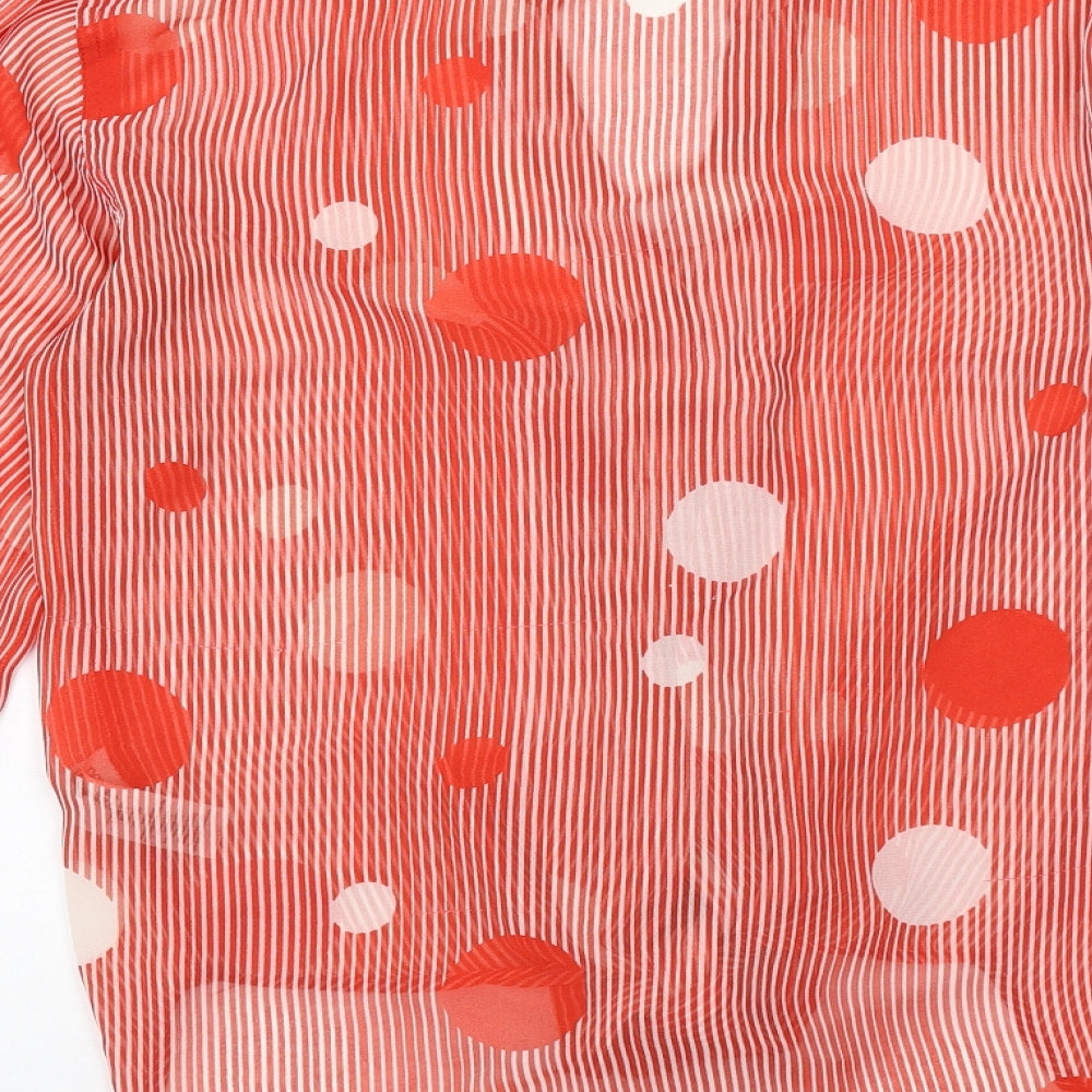 NEXT Womens Red Striped Polyester Basic Button-Up Size 12 V-Neck