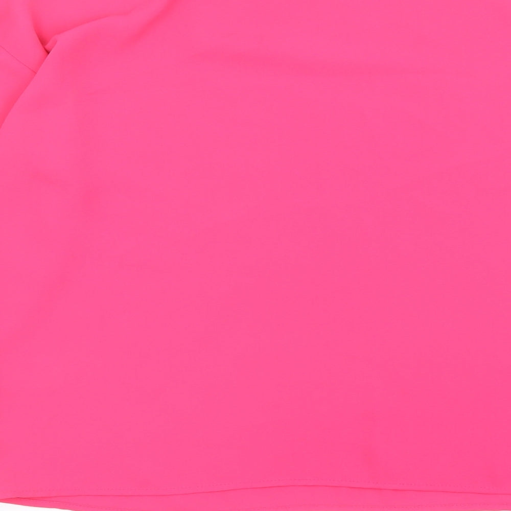 Warehouse Womens Pink Polyester Basic Blouse Size 8 Boat Neck
