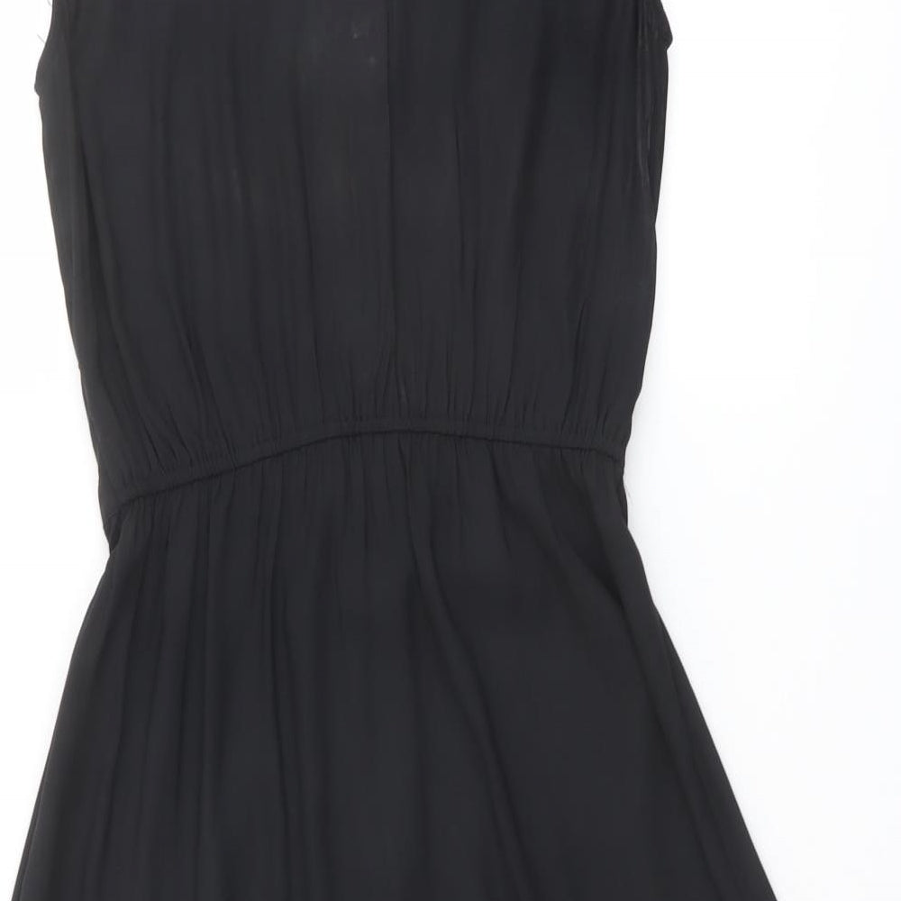 H&M Womens Black Polyester Fit & Flare Size 6 Scoop Neck Zip