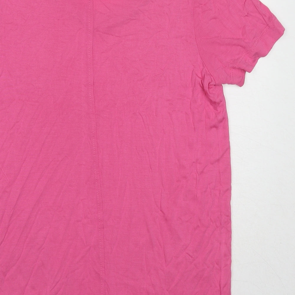 NEXT Womens Pink Cotton Basic T-Shirt Size 6 V-Neck