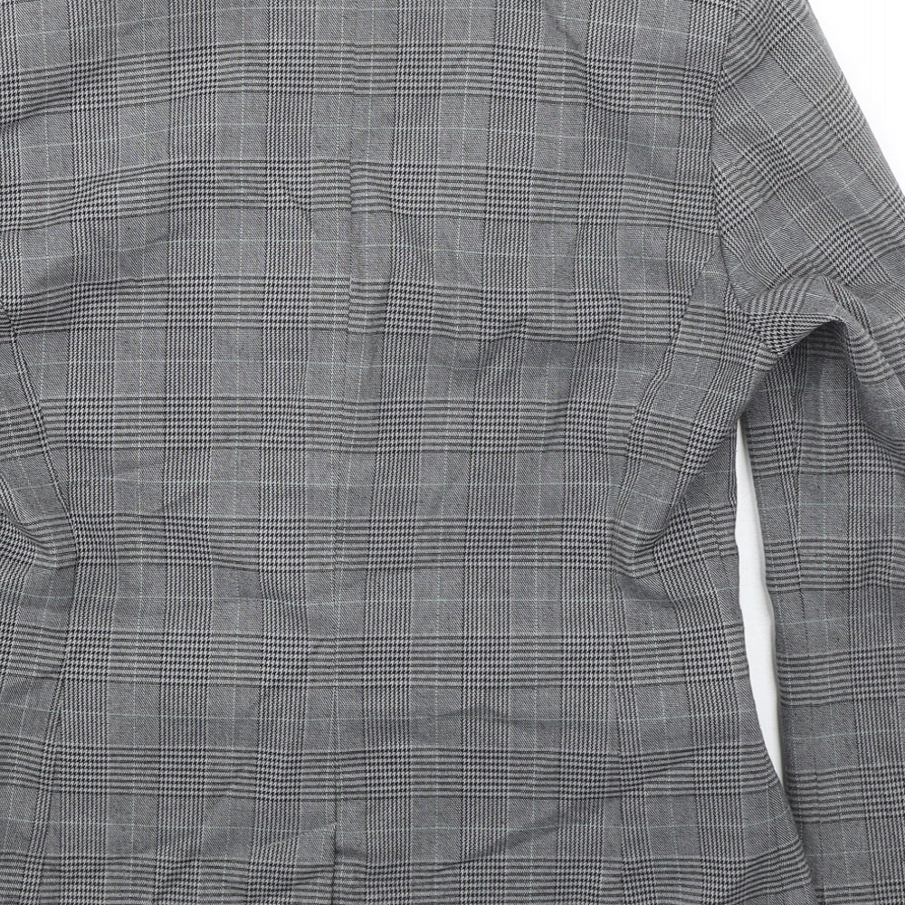 Jackpot Mens Grey Plaid Polyester Jacket Blazer Size 38 Regular