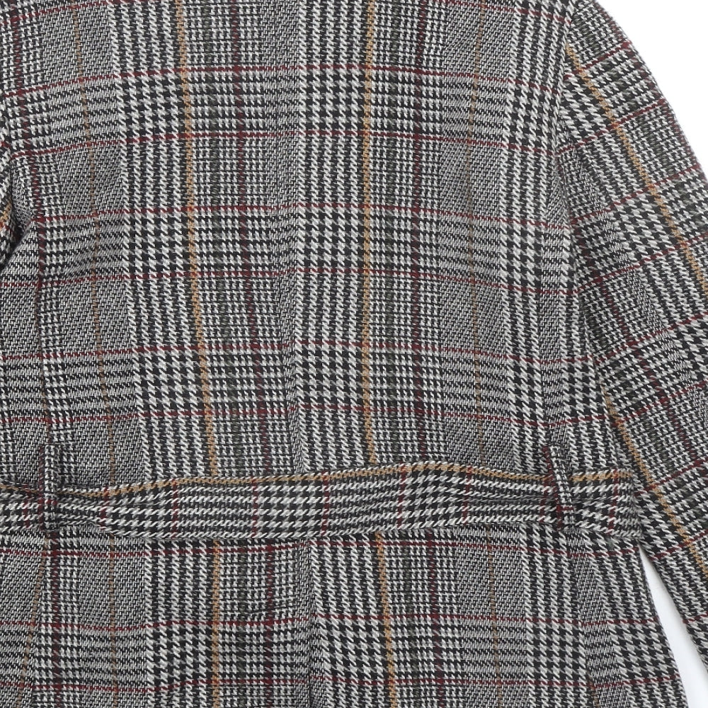 Marks & Spencer Womens Grey Plaid Jacket Size 10 Button