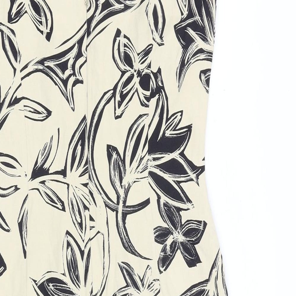 Precis Womens Beige Geometric Silk Shift Size 8 V-Neck Zip