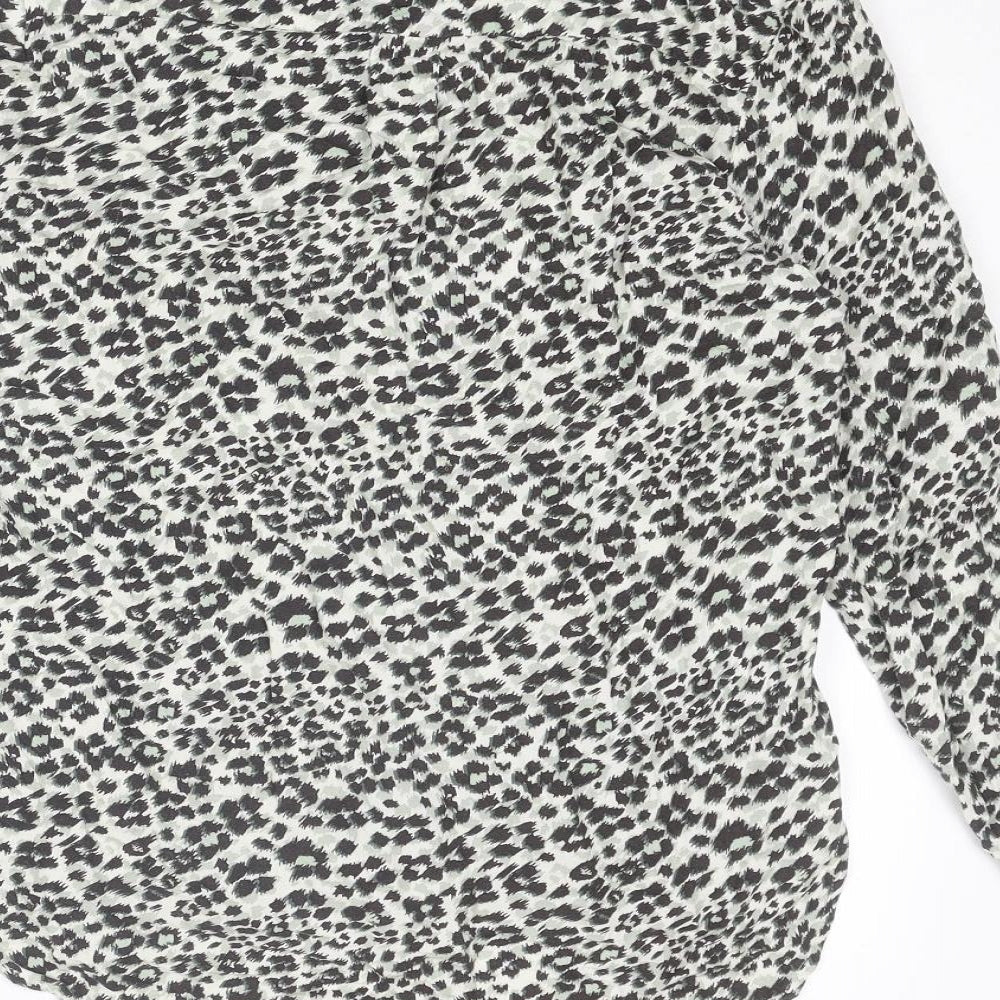 NEXT Womens Multicoloured Animal Print Viscose Basic Button-Up Size 6 Collared - Leopard Print