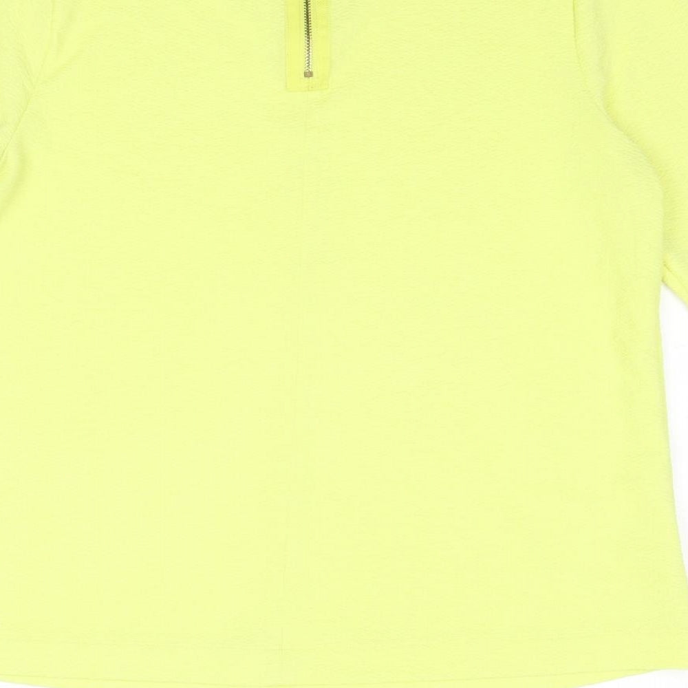 Marks & Spencer Womens Yellow Polyester Basic Blouse Size 12 Round Neck