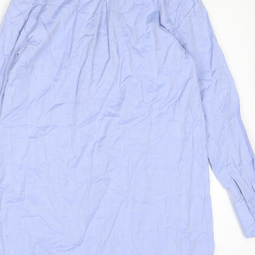 H&M Womens Blue Cotton Shirt Dress Size XS Collared Button