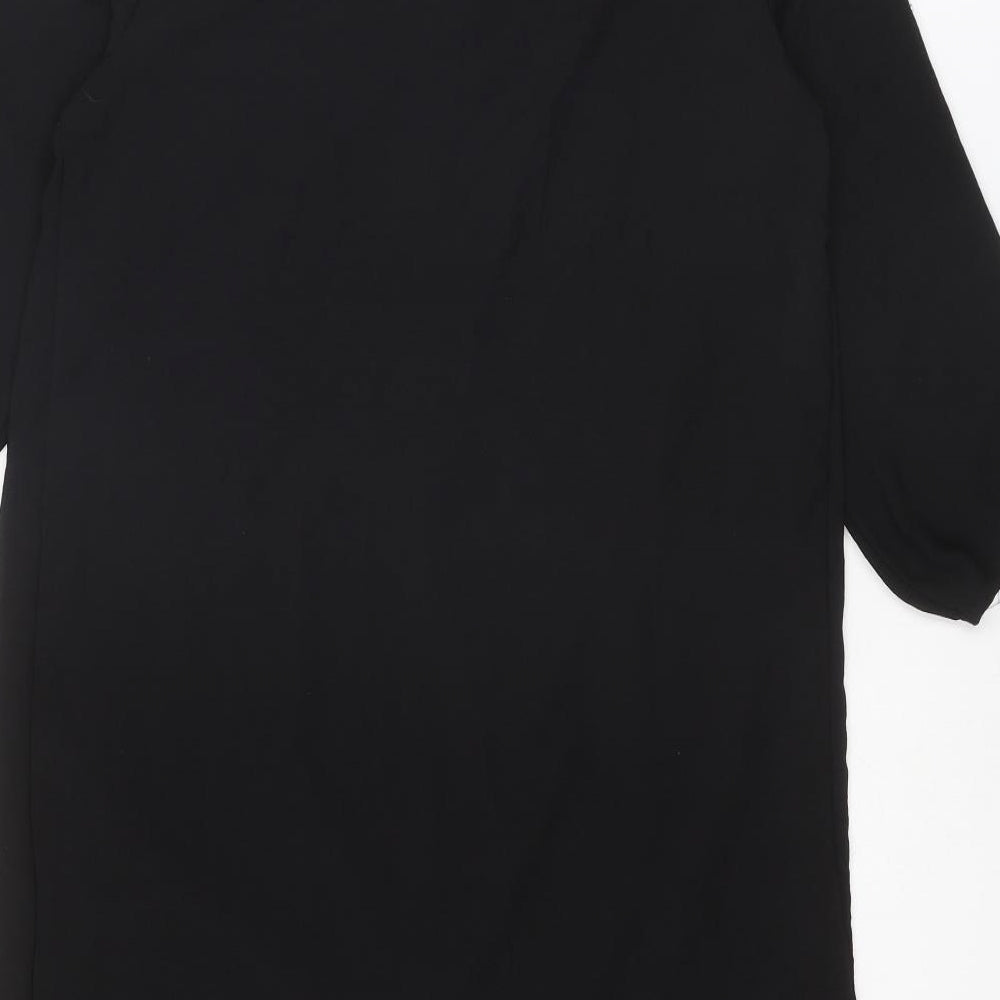 H&M Womens Black Polyester A-Line Size 8 Round Neck Zip