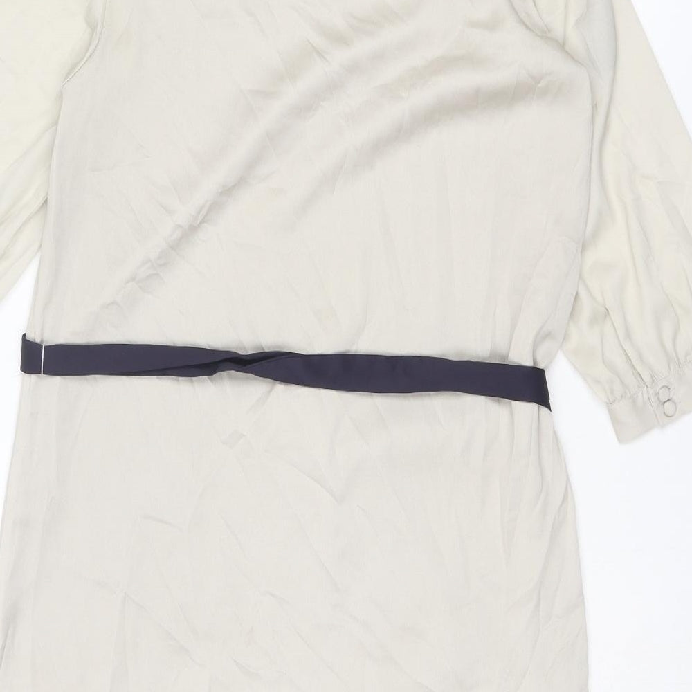 H&M Womens Grey Floral Polyester Shift Size 8 Boat Neck Pullover