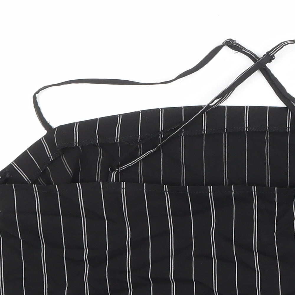 Divided by H&M Womens Black Striped Viscose Cropped Tank Size L Round Neck