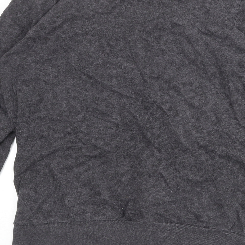 French Connection Womens Grey Animal Print Cotton Pullover Sweatshirt Size L Pullover - Leopard pattern