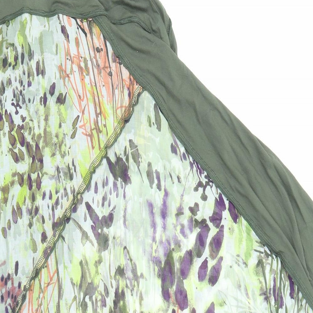 Mado et les Autres Womens Green Geometric Cotton Basic Tank Size 10 Round Neck - Long Line