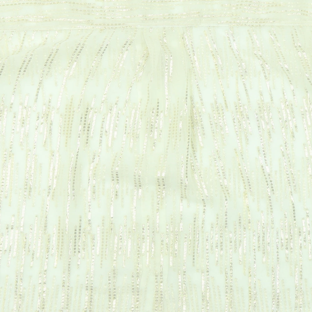 Marks and Spencer Womens Beige Geometric Polyester Basic Button-Up Size 10 Round Neck