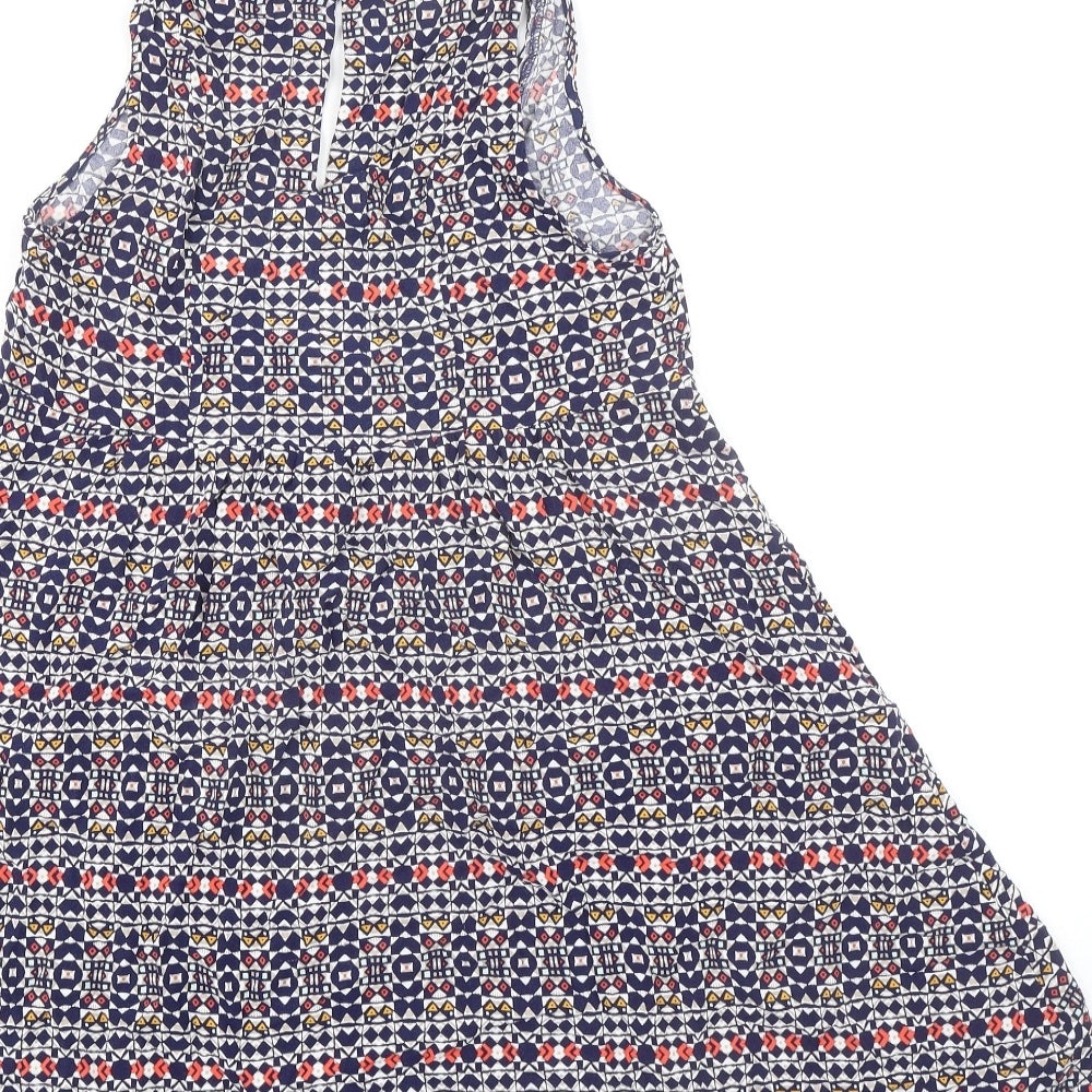 H&M Womens Multicoloured Geometric Viscose Tank Dress Size 4 Scoop Neck Pullover