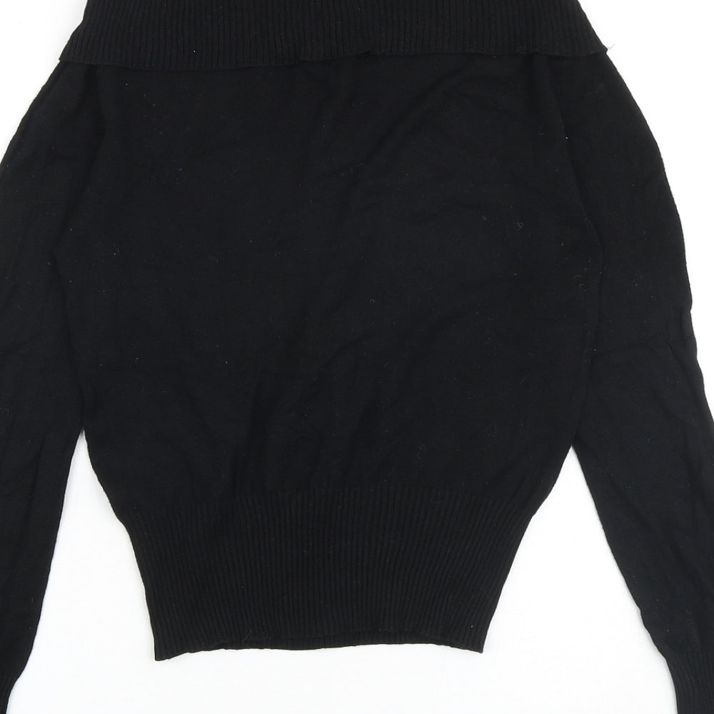 Oasis Womens Black Boat Neck Acrylic Pullover Jumper Size 8
