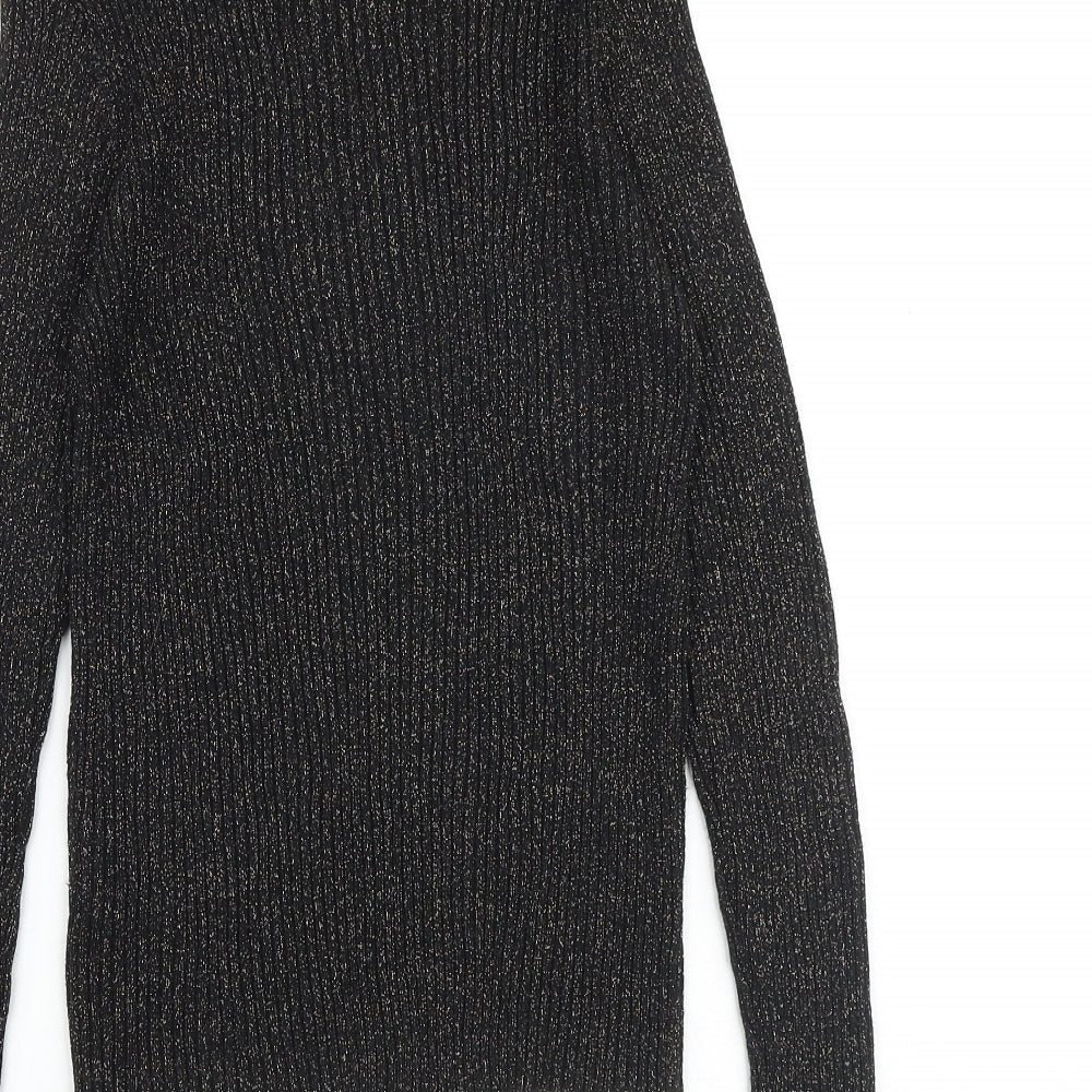 Glamorous Womens Black Mock Neck Viscose Pullover Jumper Size L