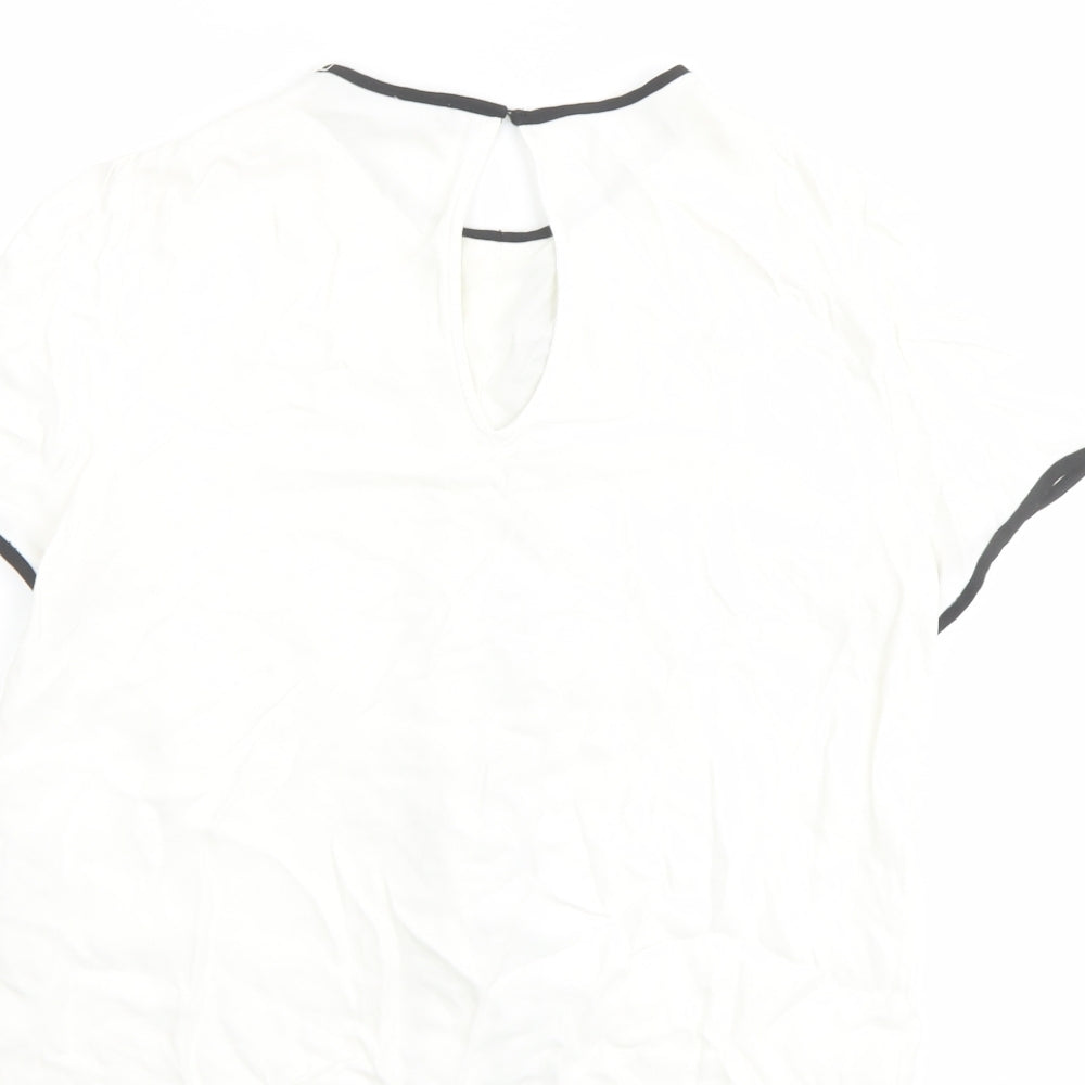 Zara Womens Ivory Viscose Basic Blouse Size S Round Neck